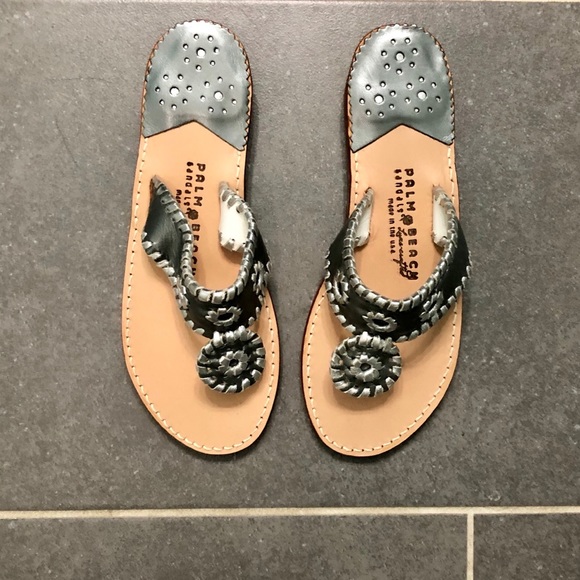 NEW Palm Beach Sandals Silver/ Gunmetal - Picture 2 of 6